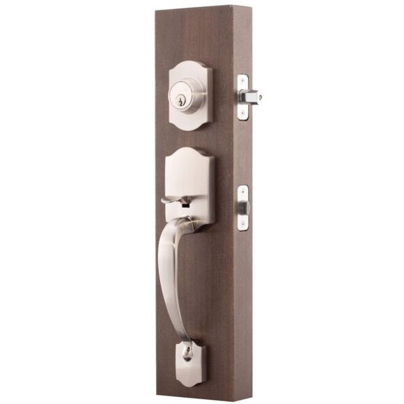 Copper Creek Heritage Front Entrance Door Handle set in Satin Stainless - Picture 3 of 6